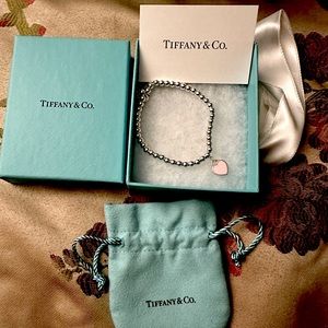 Authentic Return To Tiffany Pink Enamel Heart Bracelet